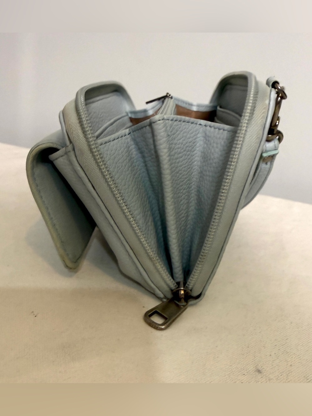 The Sak Light Blue Shoulder Bag Wristlet Wallet with Replacement Strap - Picture 6 of 16